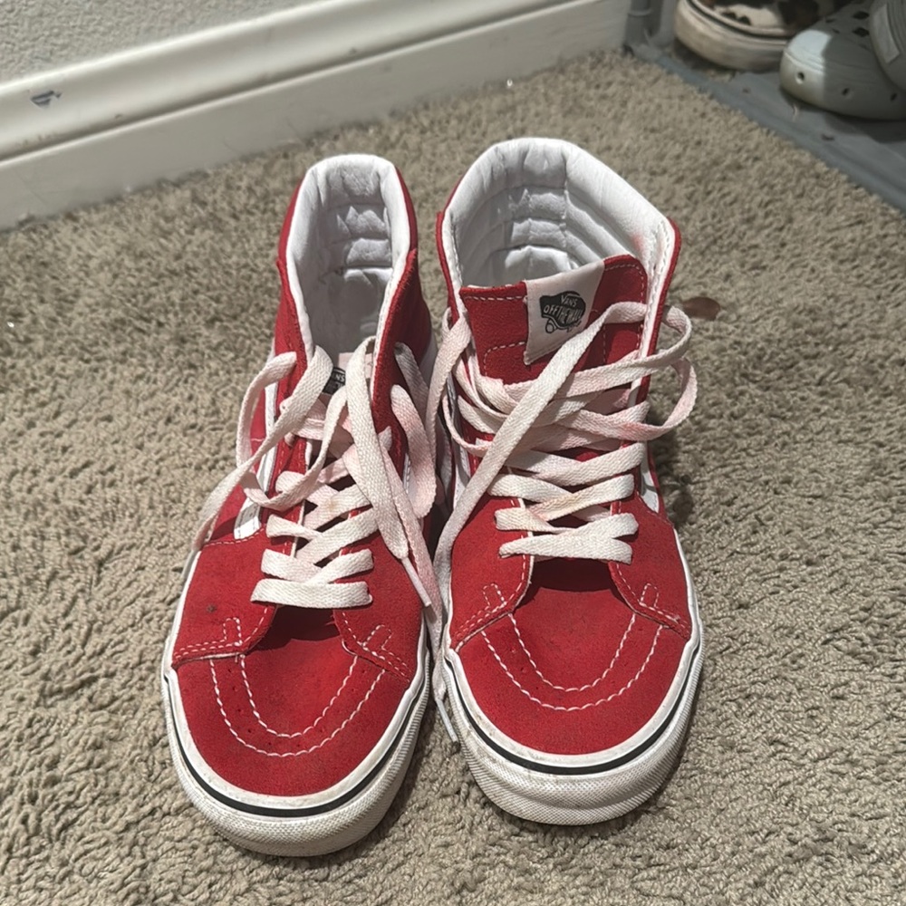 Vans Red and White Old Skool Sneakers Classic Skate Design
